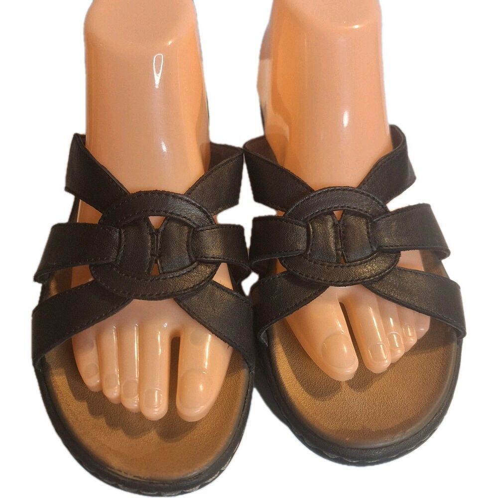 Sketchers Passenger Luxe Foam Black Leather Women's Sandals.  Size 10
